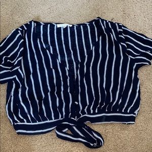 Navy and white striped crop top